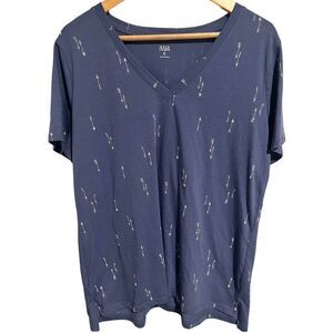A.n.a Men’s V Neck T Shirt Short Sleeve Tee Blue Arrows Casual Mens Size XL